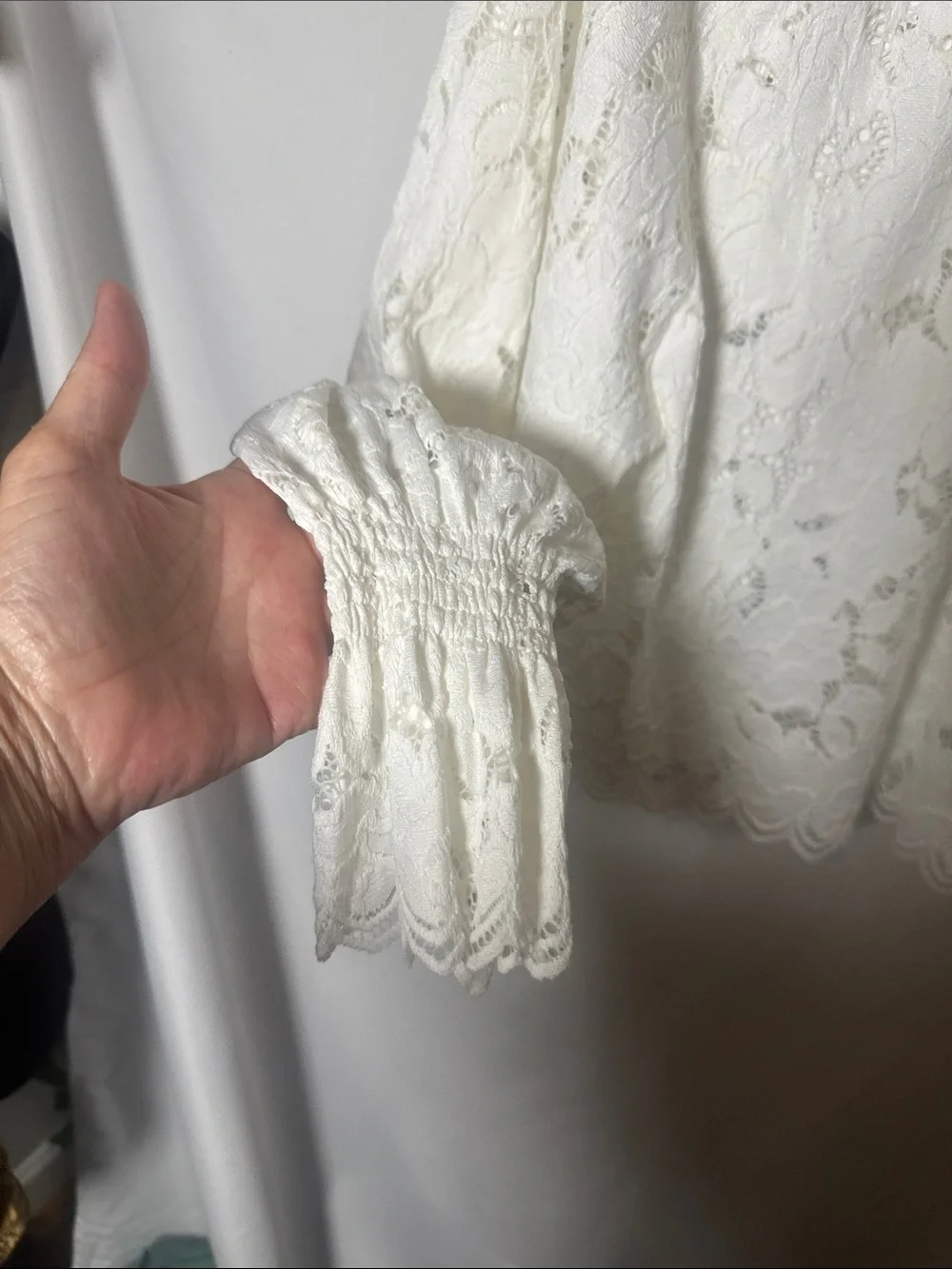 Free people Delicate White Lace Long-Sleeve Women's Top